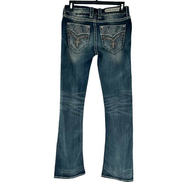 Rock Revival Liri Jeans Womens Size 26 Embroidered Thick Stitches Whiskers Denim - Picture 3 of 12